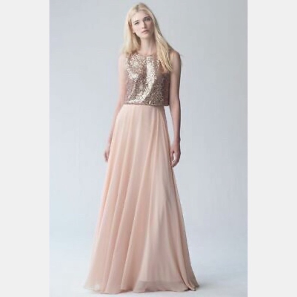 Jenny Yoo Anthropologie Blush Hampton Skirt
